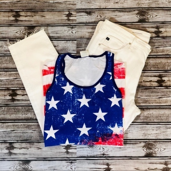 American Flag Stars & Stripes July 4th Tank Top Small Medium Large - Picture 4 of 7